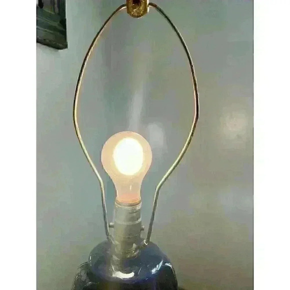 Ginger Jar Hand Painted Vintage Table Lamp Tested Works Pink Rose Bronze Base - Picture 5 of 5